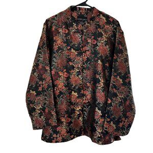 Vintage 90s Robert Louis Chinese Japanese Inspired Embroidered Silk Jacket Size